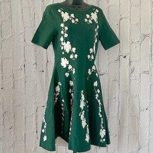 Oscar de la Renta | Short Sleeve Floral Print Fit and Flare Dress